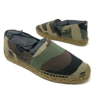 YSL Saint Laurent Monogramme Logo Espadrille Sz 34